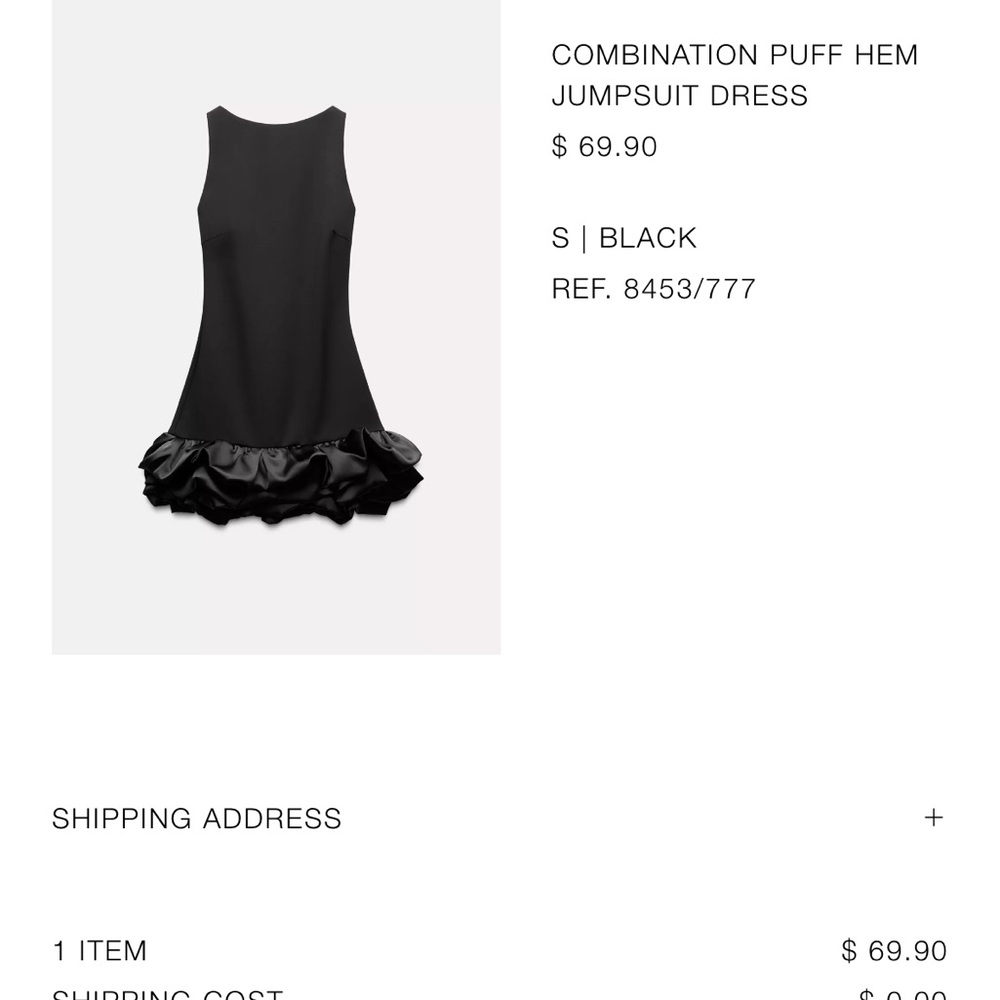 Black Puff Hem Jumpsuit Dress